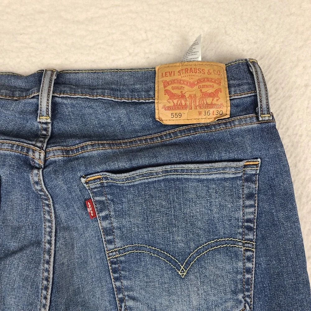 Levi's 559 Jeans Mens 36x30 Blue Relaxed Straight Leg Dark Wash Denim